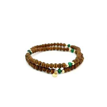 SANA Sandalwood & Malachite Bracelet - Gosia Orlowska Collection