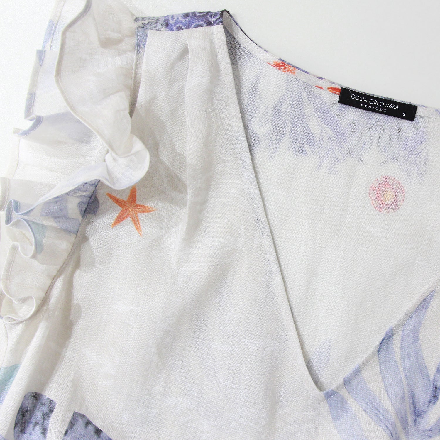 “MARE” Coral prints Linen Dress