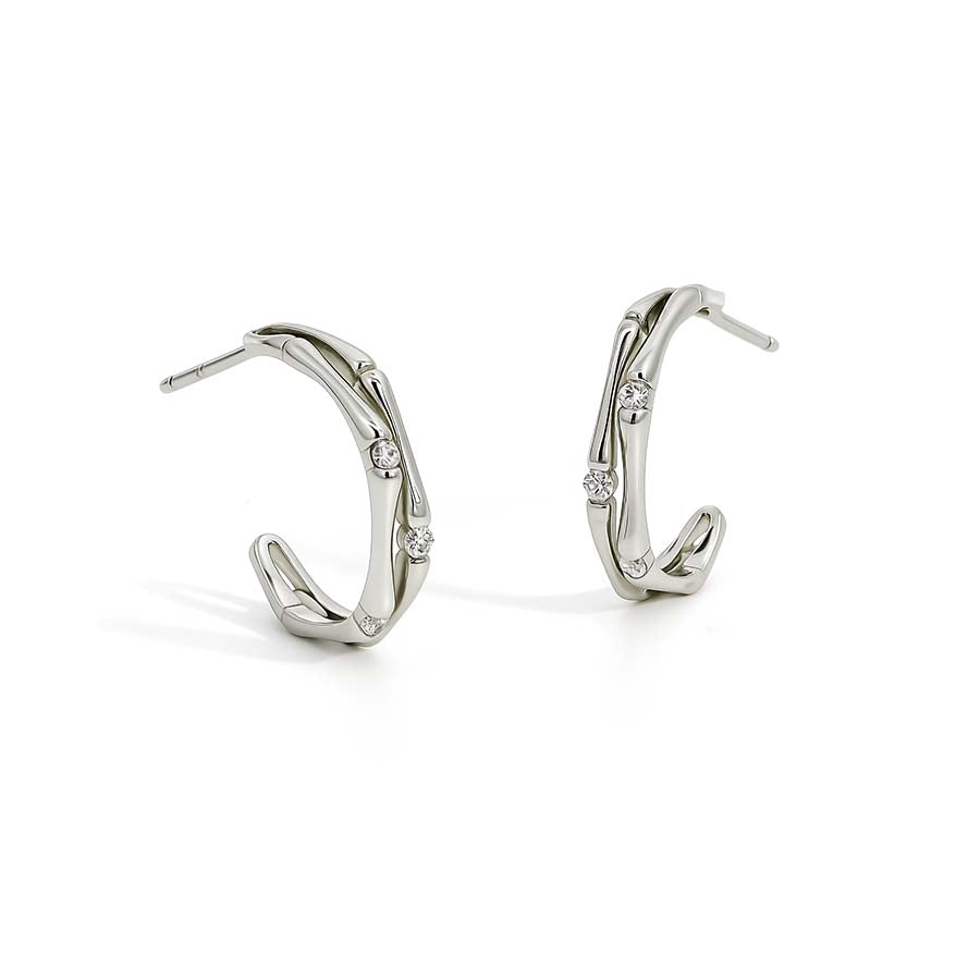 “Bronya” 925s Bamboo & Zirconia Earrings