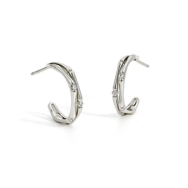 “Bronya” 925s Bamboo & Zirconia Earrings