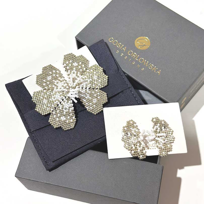 "NOLA" BEADED SILVERY BUTTERFLY EARRINGS