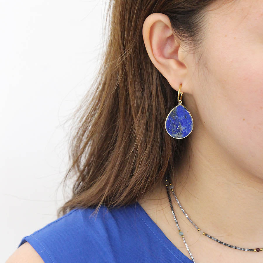 New Heavenly Beauty Mini Oval Drop Earrings / Lapis Lazuli