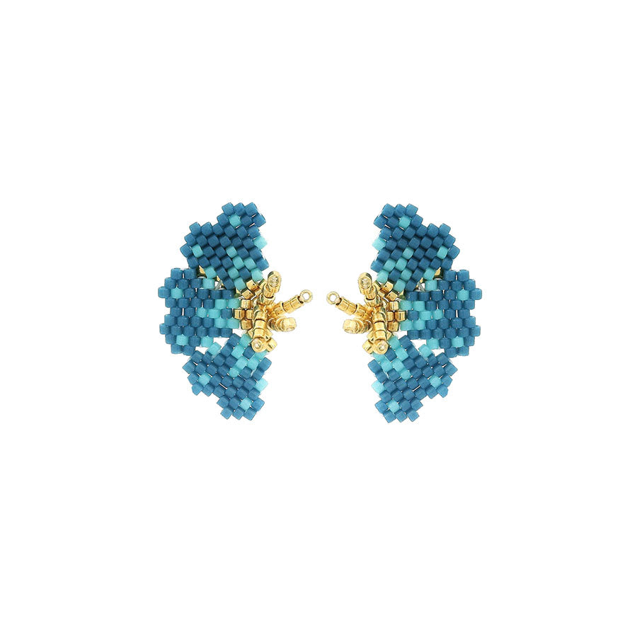 'NOLA" Beaded steel blue butterfly earrings