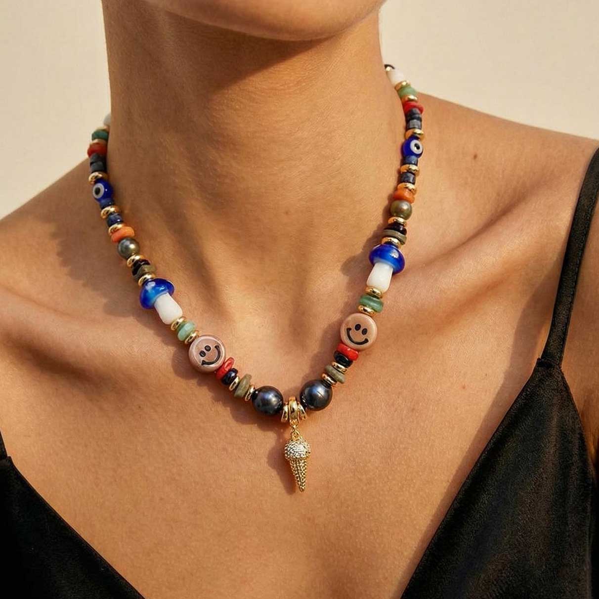 “Summer Vibe” Gemstone & Glass bead Necklace