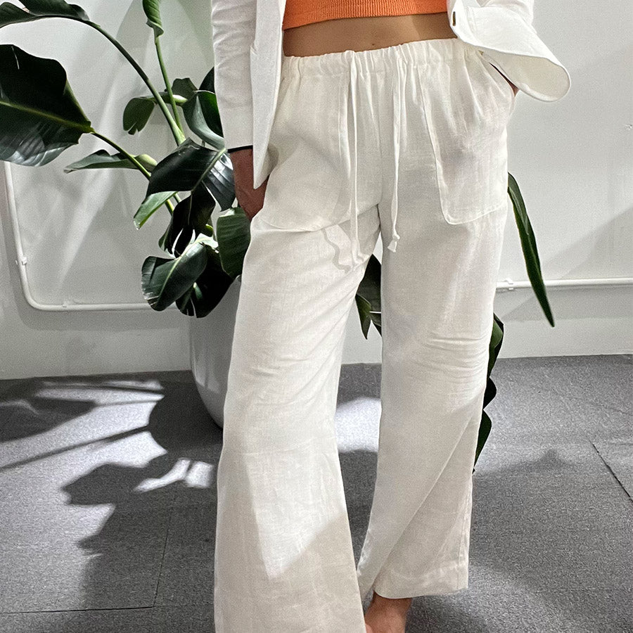 "SOFIA" LINEN PANTS - WHITE