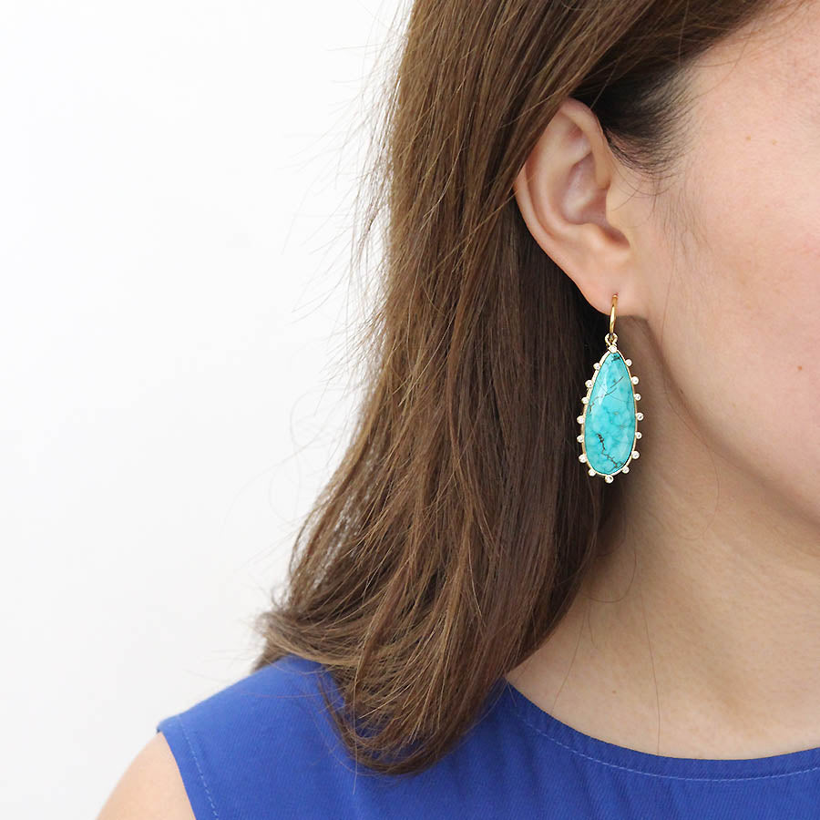 "SPIKED HEAVENLY BEAUTY" Turquoise Drop Earrings