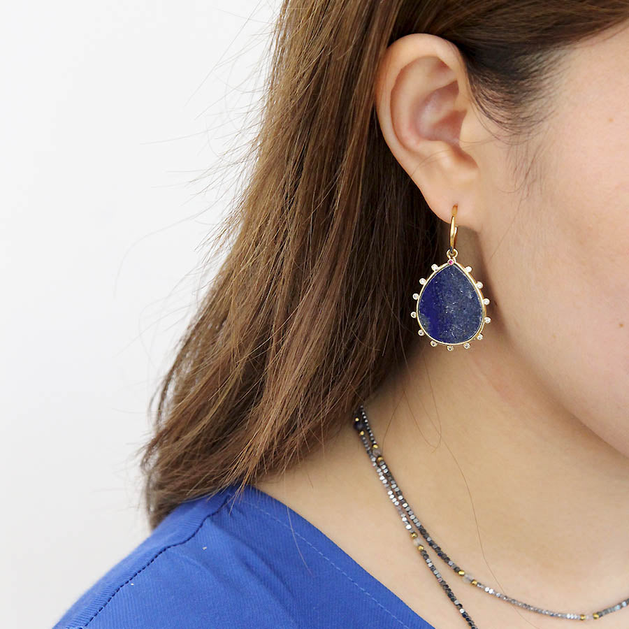 "SPIKED HEAVENLY BEAUTY" Lapis Lazuli Small Drop Earrings