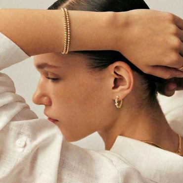 “Starlight” Twinkling Zirconia Gold Vermeil Hoop Earrings