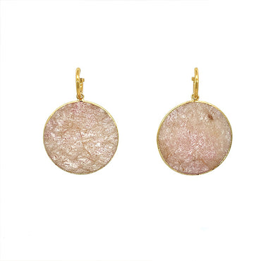 Heavenly Beauty Round Drop Earrings/ LOVE / Strawberry Quartz