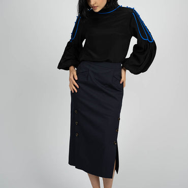 “TANGO” BOHO INSPIRED BLACK SILK BLOUSE