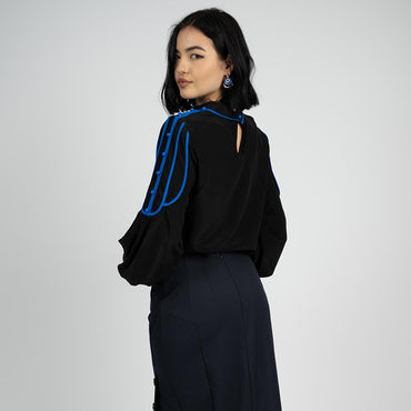 “TANGO” BOHO INSPIRED BLACK SILK BLOUSE