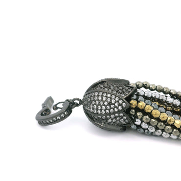 “Hattie” Long Hematite Tassel Necklace