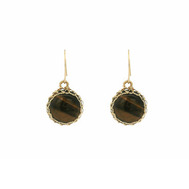 “Nati” Tiger Eye Net Round Earrings