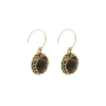“Nati” Tiger Eye Net Round Earrings