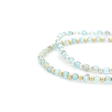 “Taryn” Blue Topaz Squared Bead Bracelet