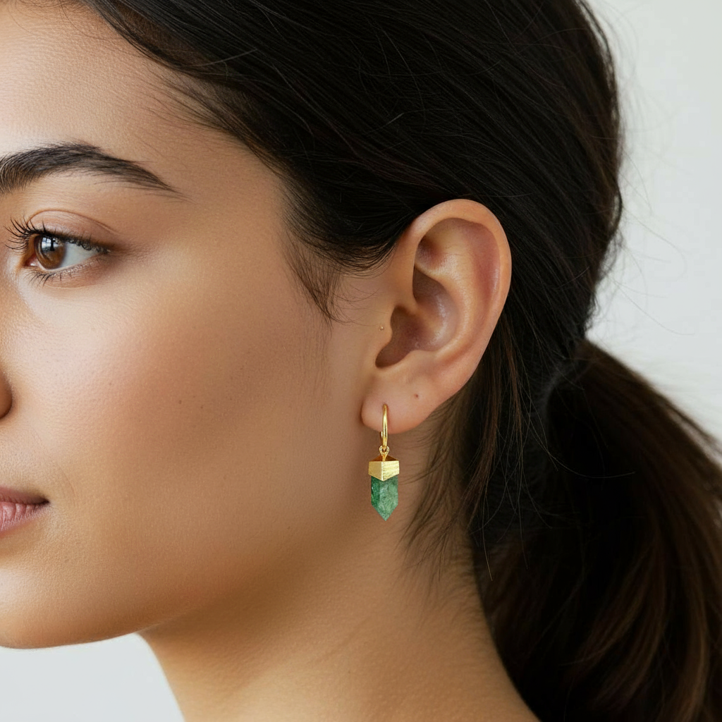 "AMARI" Crystal Hexagonal Pendulum Earrings
