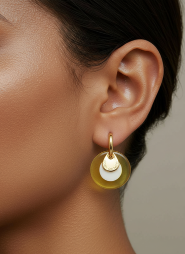 “CIAMBELLA” 2 STONES YELLOW AND WHITE AGATE