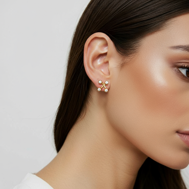 “Joyce” 925 sterling SILVER Flower Pedal Ear Studs