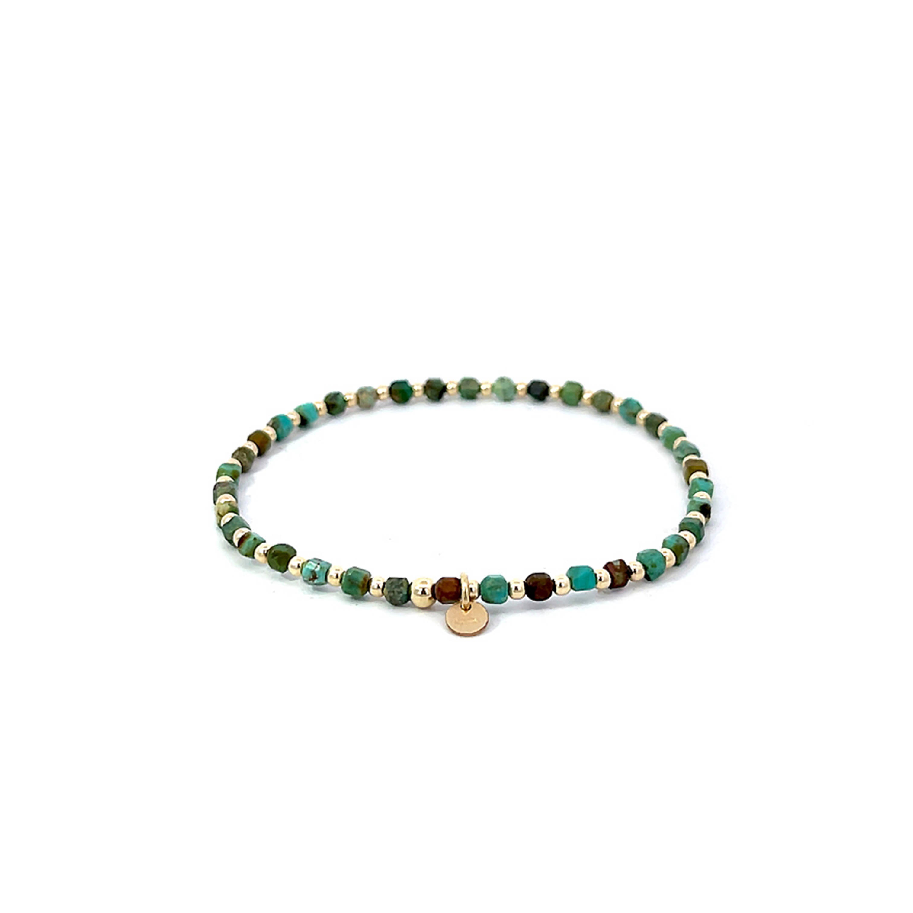 "Ginkgo" African Turquoise Square Bead Bracelet