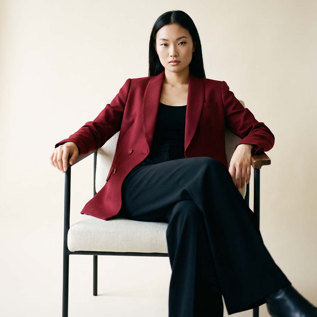 “Victoria” Oversize Blazer / Burgundy Red