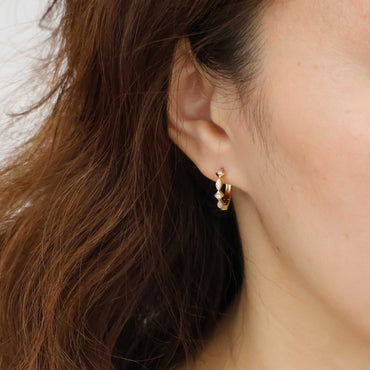 “Starlight” Twinkling Zirconia Gold Vermeil Hoop Earrings