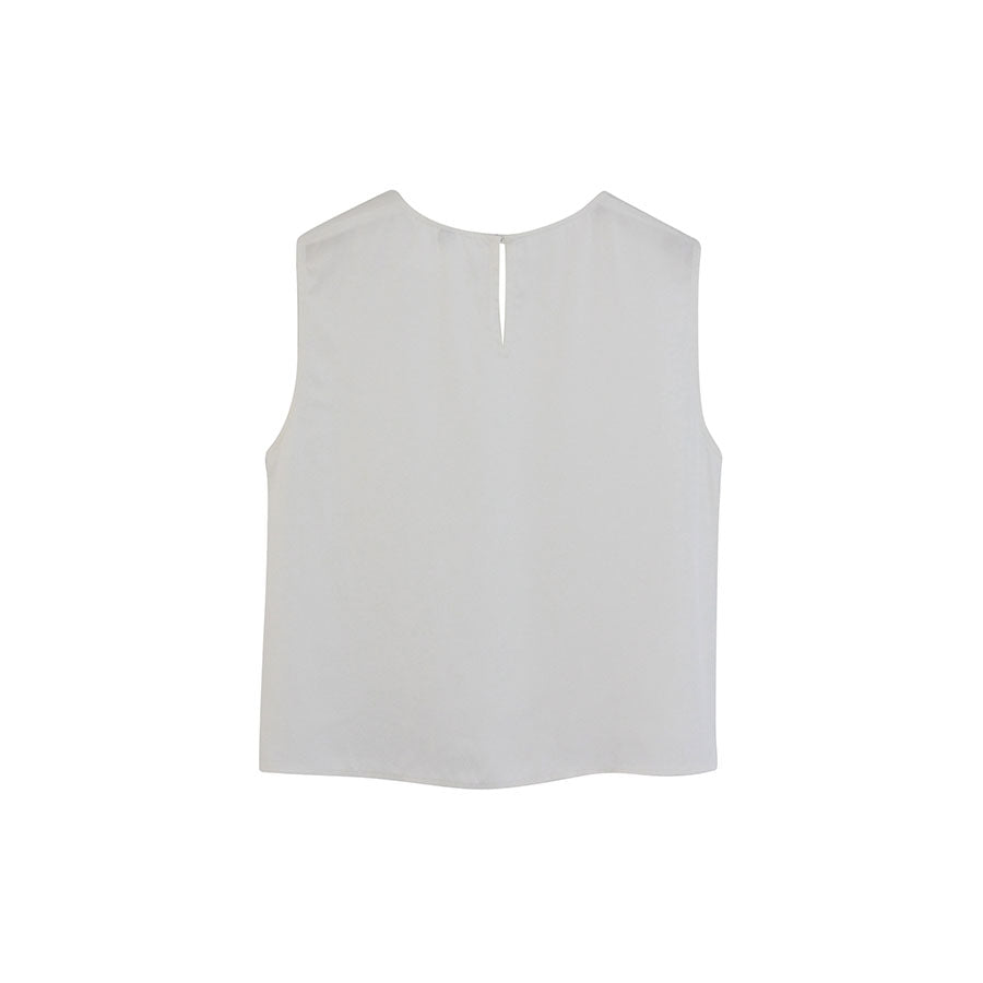 “Corey” Mix Cotton Silk Basic Crop Top - White