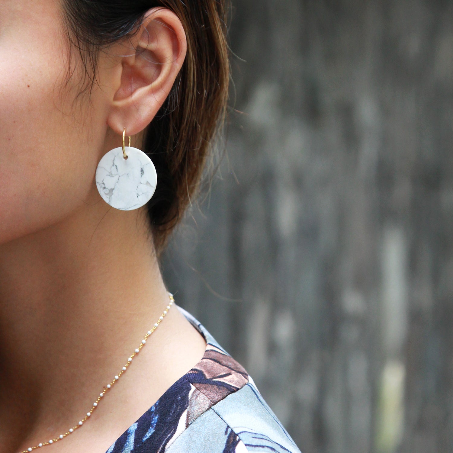 Stunning White Howlite Drop Earrings | Gosia Orlowska