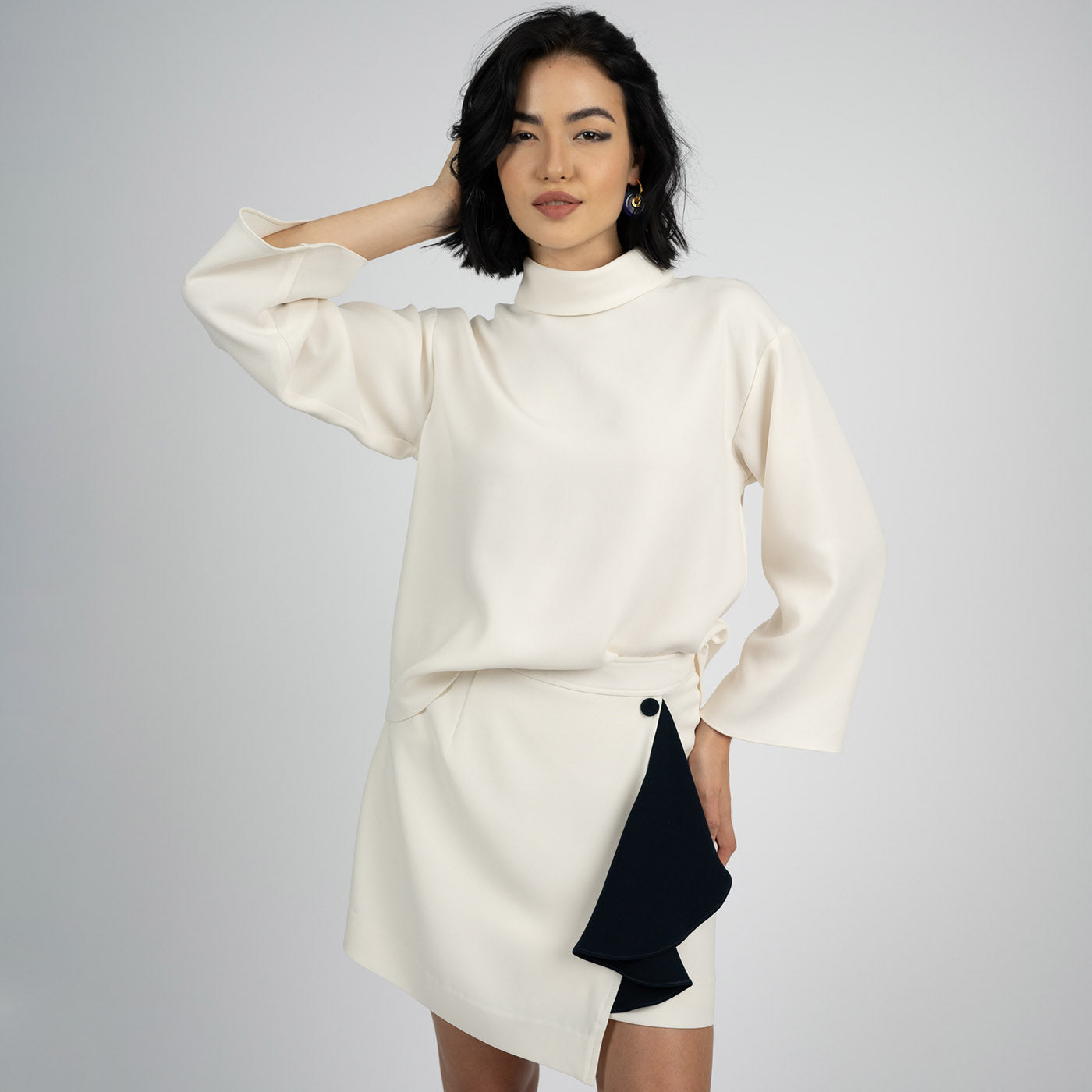 Shop Lauren Acetate Mini Skirt - Light Cream