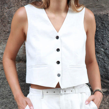 “Willa” Linen Mini Vest