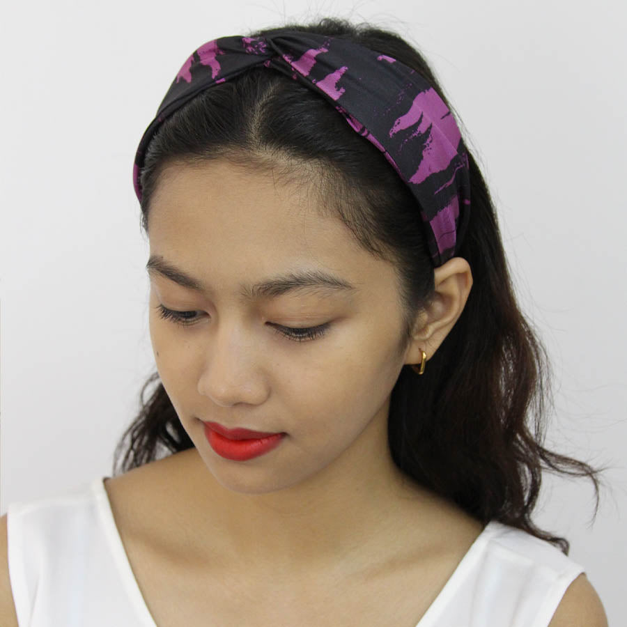 “Aster” Purple & Black Silk Headband