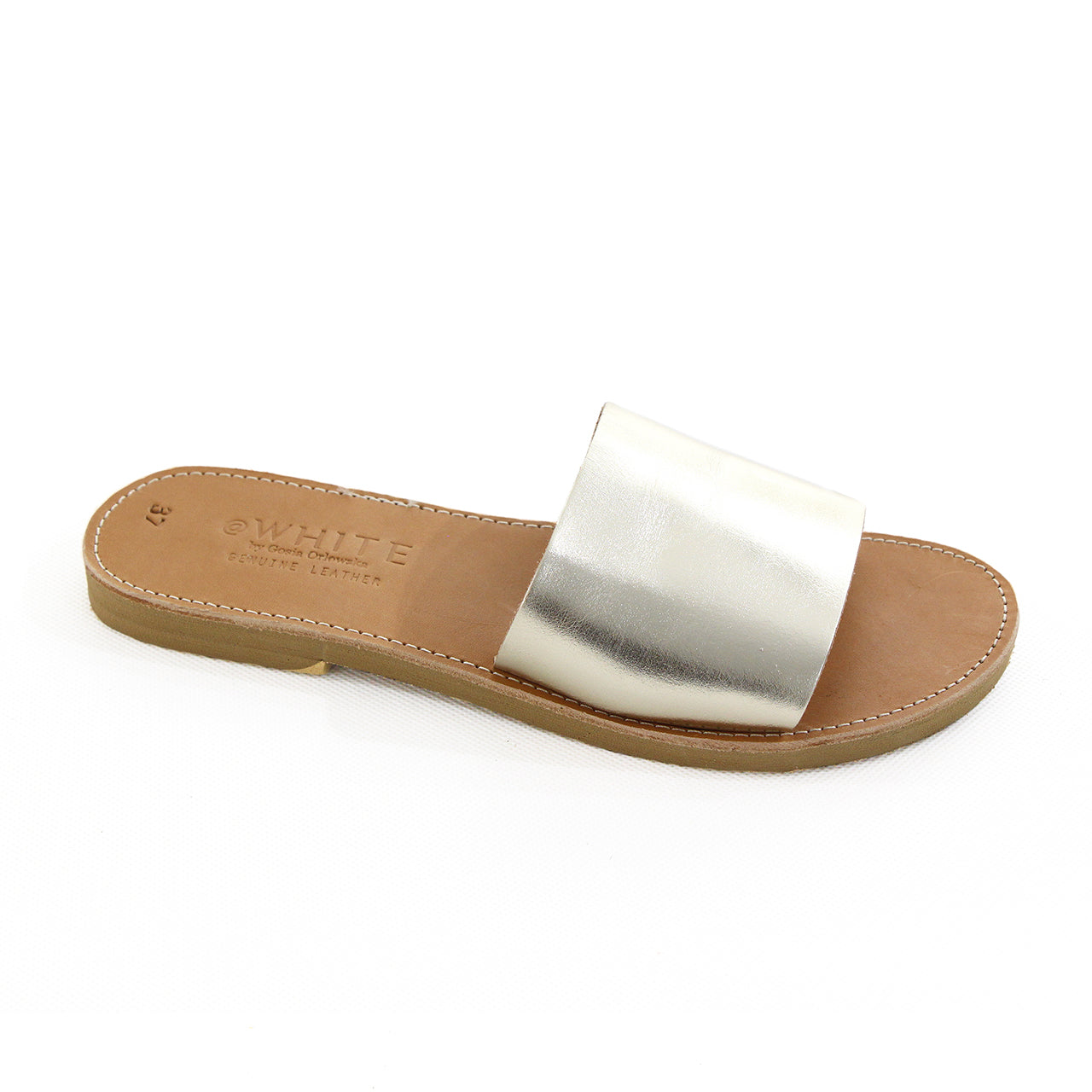 @WHITE / Clio leather sandals - GOLD