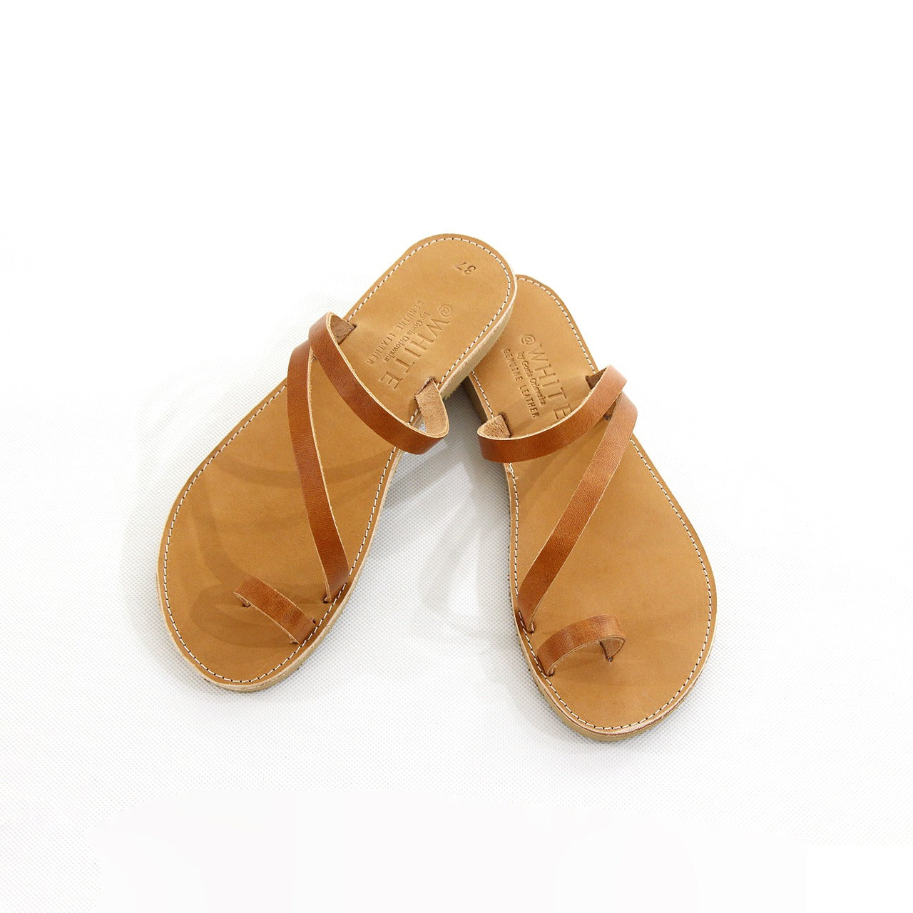 @WHITE / Greek Sandals - Tan