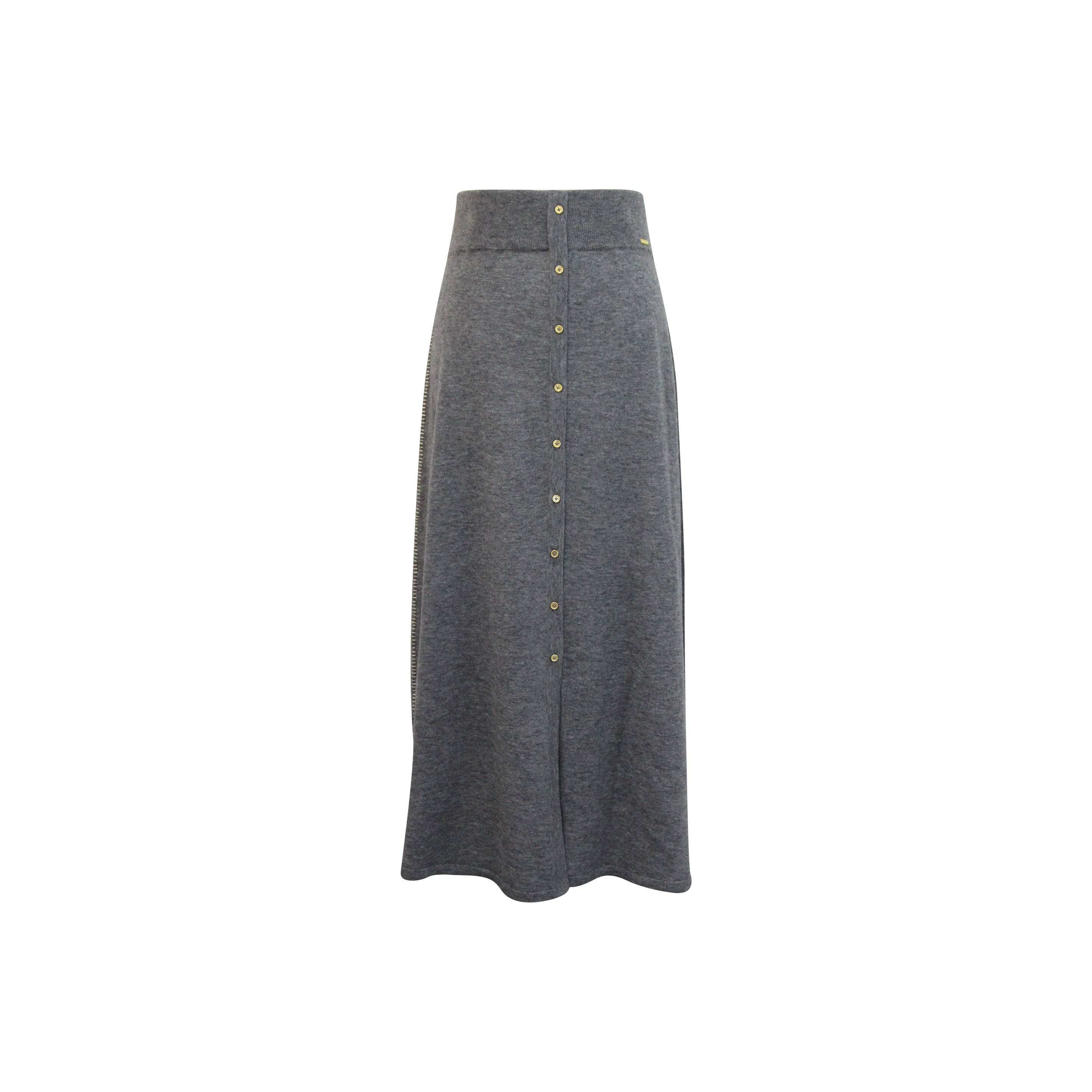 Violet " Knit Button Skirt - Mid Grey