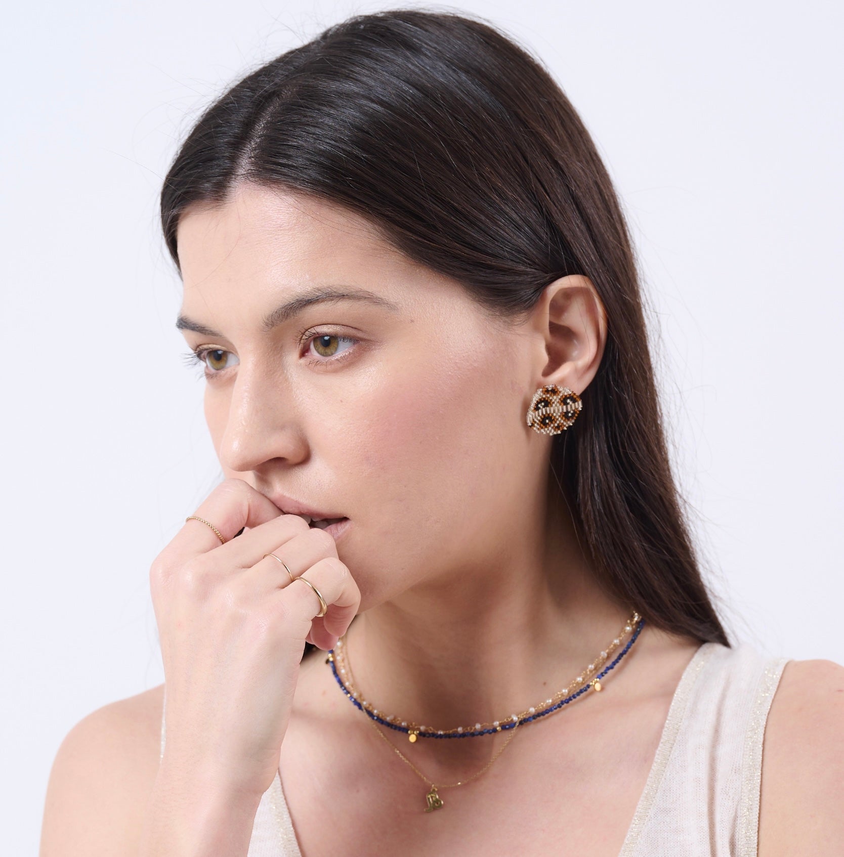 NOE Beaded Round Earrings: Stylish Accessories by Gosia Orlowska