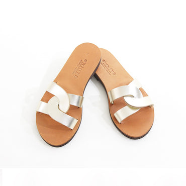 Stylish Gold Leather Sandals by Gosia Orlowska