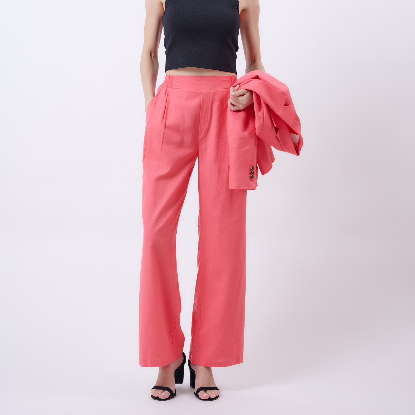 Stylish NOAH Linen Pants in Light Carmine Pink