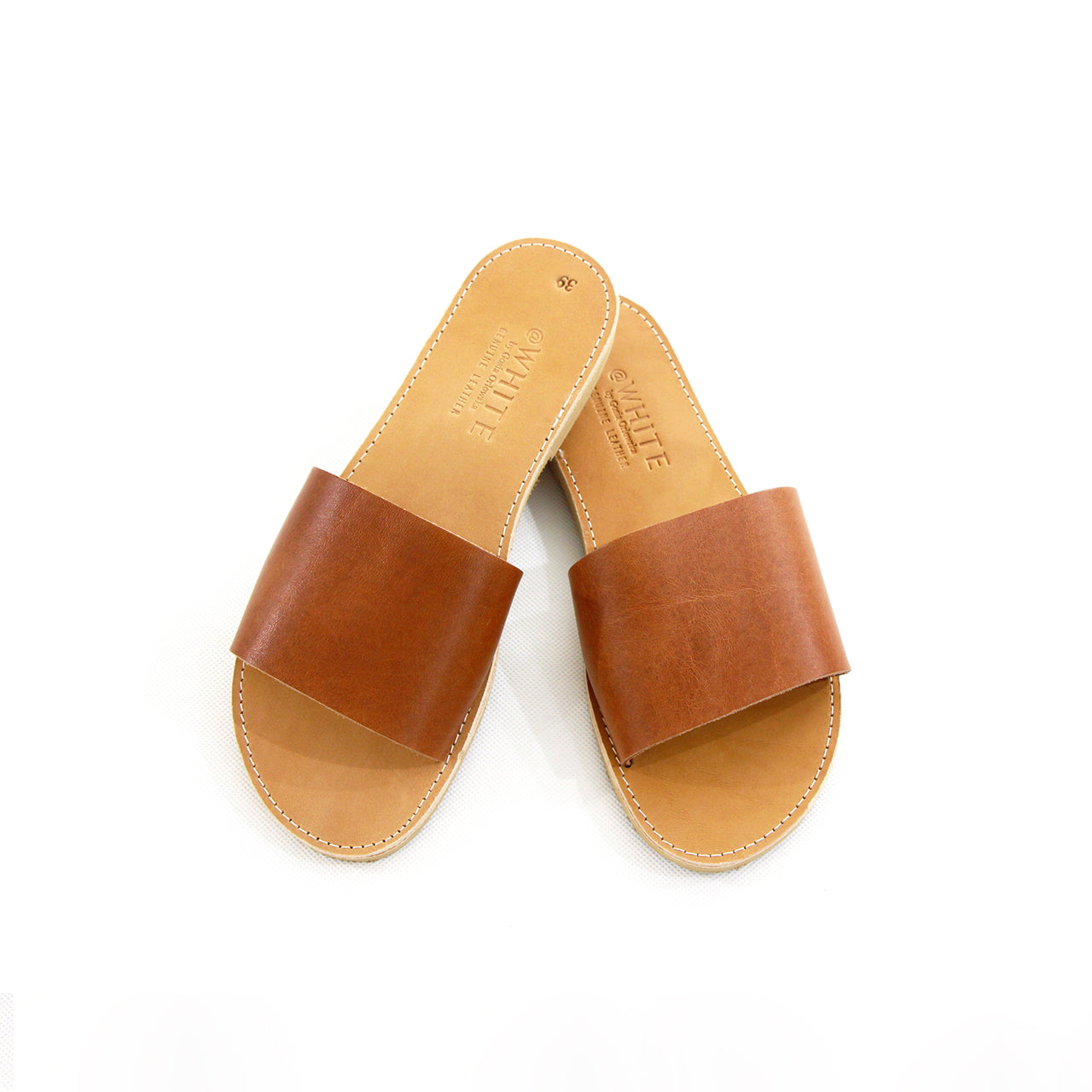 @WHITE / Clio leather sandals - TAN