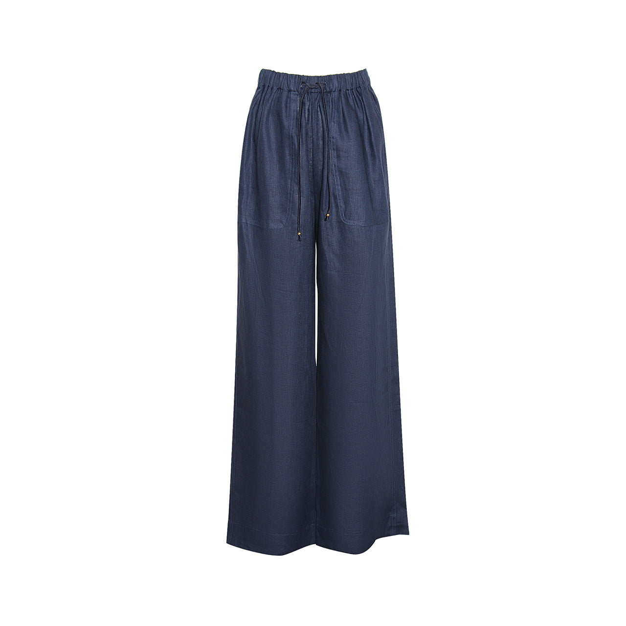 Stylish Navy Blue Linen Pants by Gosia Orlowska