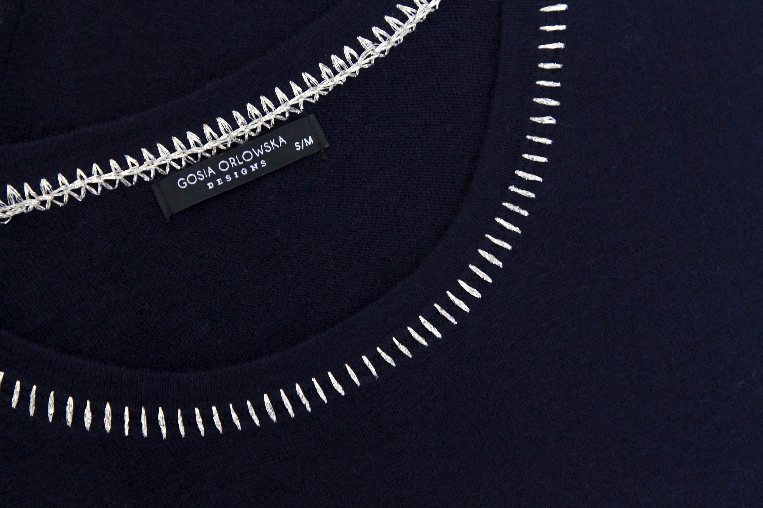 "LENA" Round neck Knit Top - Navy Blue