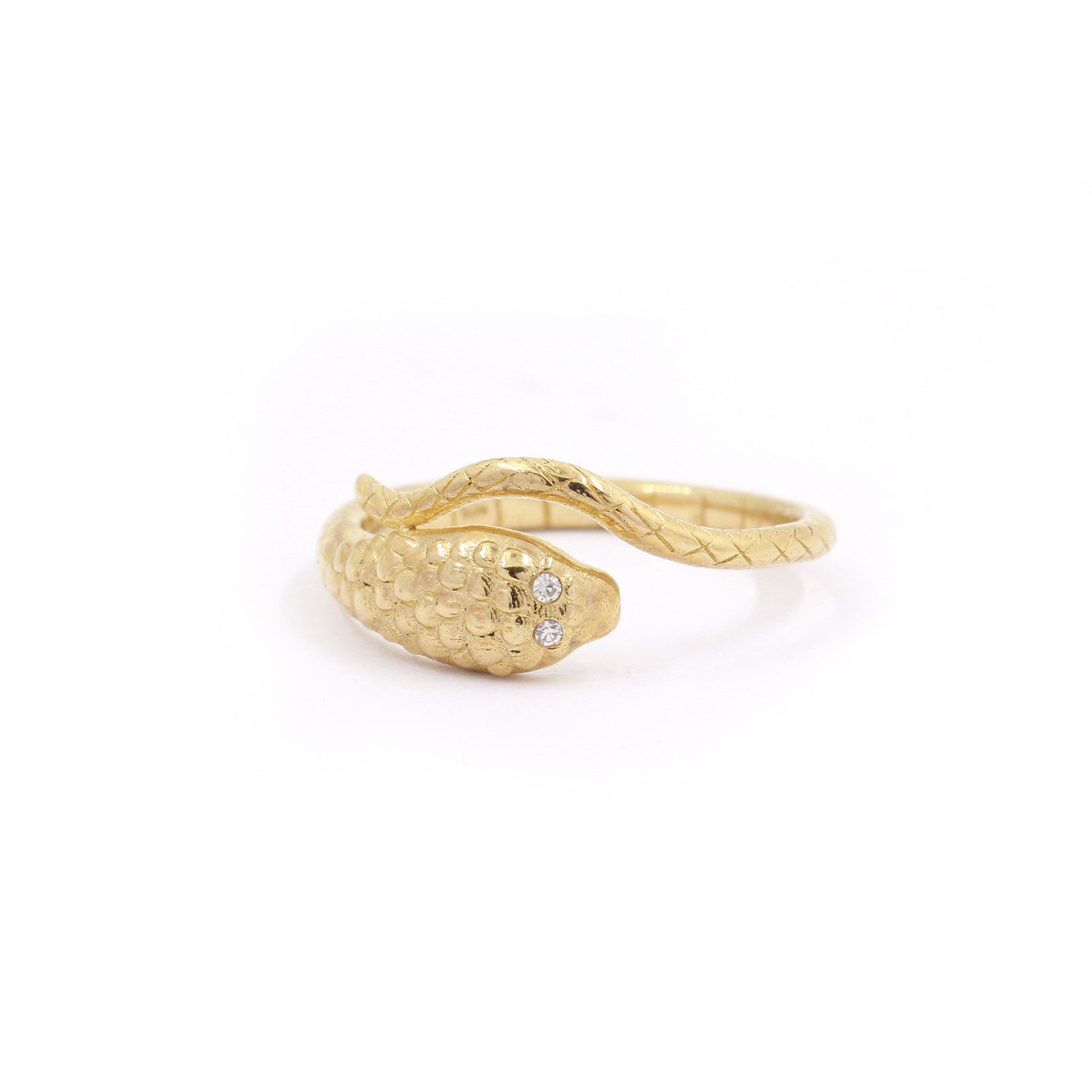 Exquisite Gold Snake Diamond Ring